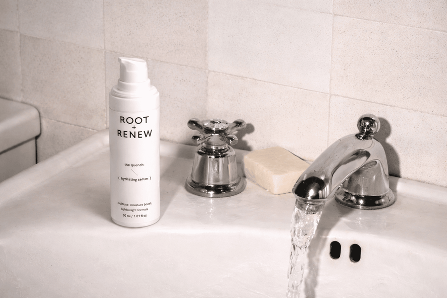 Root + Renew skincare starter guide with cleanser and targeted serum options