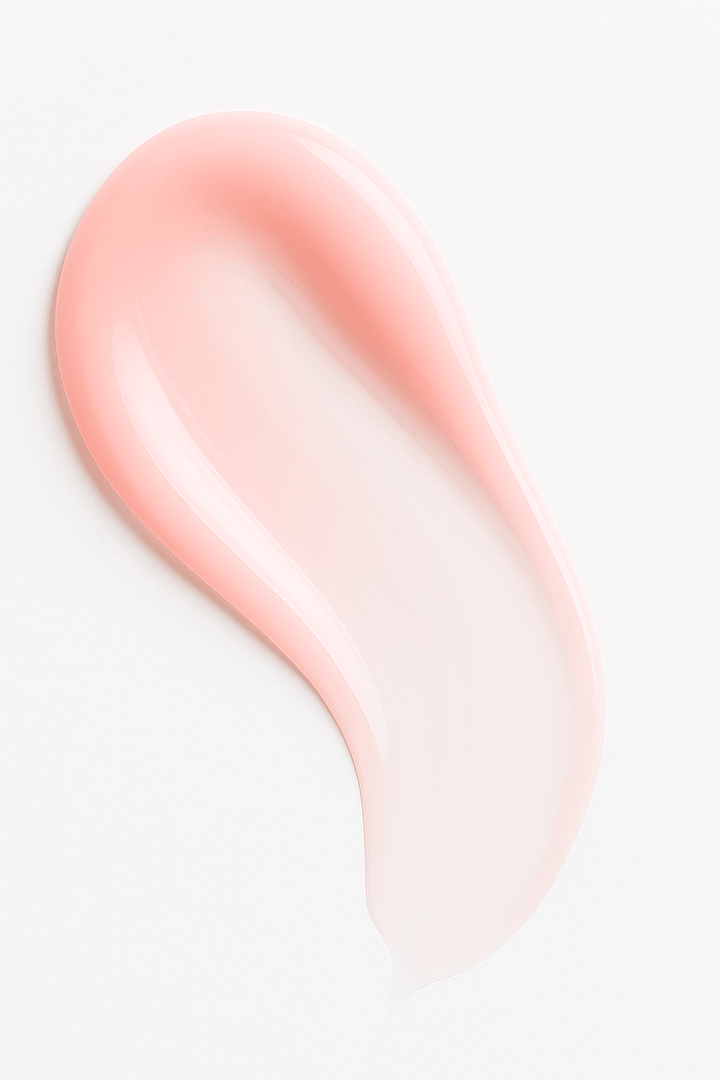 Close-up pink serum swatch representing the texture of The Rebound Peptide Serum.